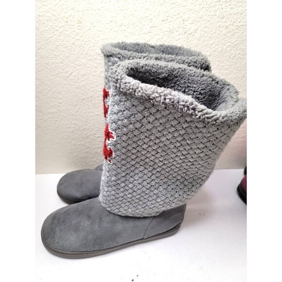 Washington State Cougars Womens Gray Knit Button Boots With Logo Patch - Picture 3 of 9